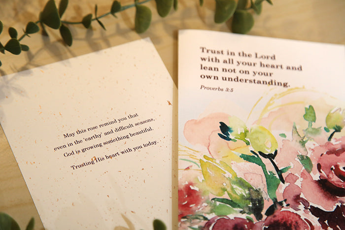 Heart of Trust: Proverbs 3:5 Burgundy Rose Card