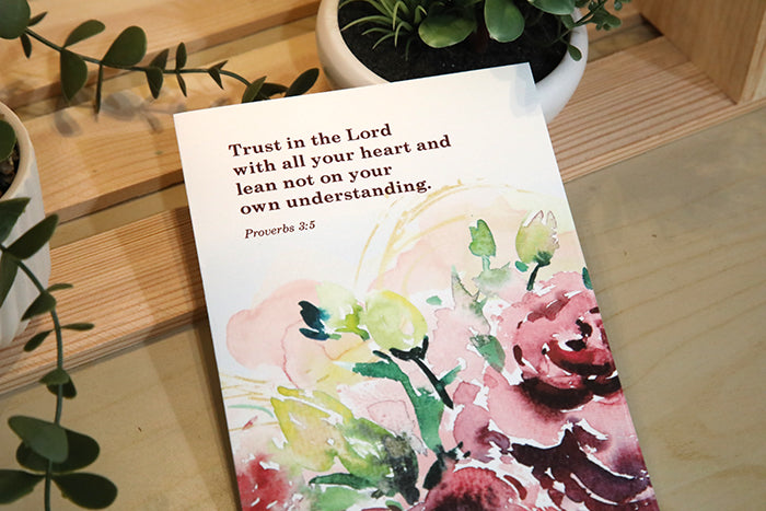 Heart of Trust: Proverbs 3:5 Burgundy Rose Card