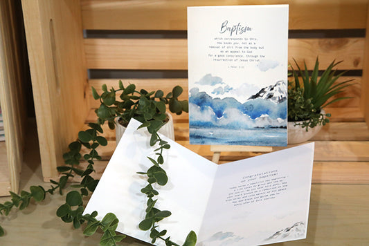 A Beautiful New Beginning: 1 Peter 3:21 Baptism Card