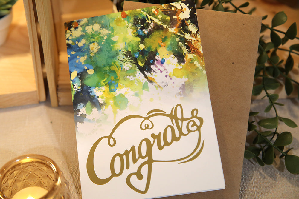 Golden Abstract Congrats Card Set (Set of 8)