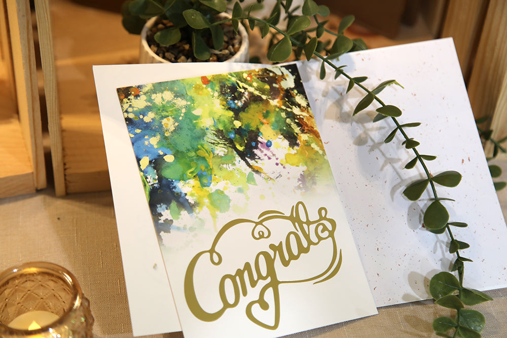 Golden Abstract Congrats Card Set (Set of 8)