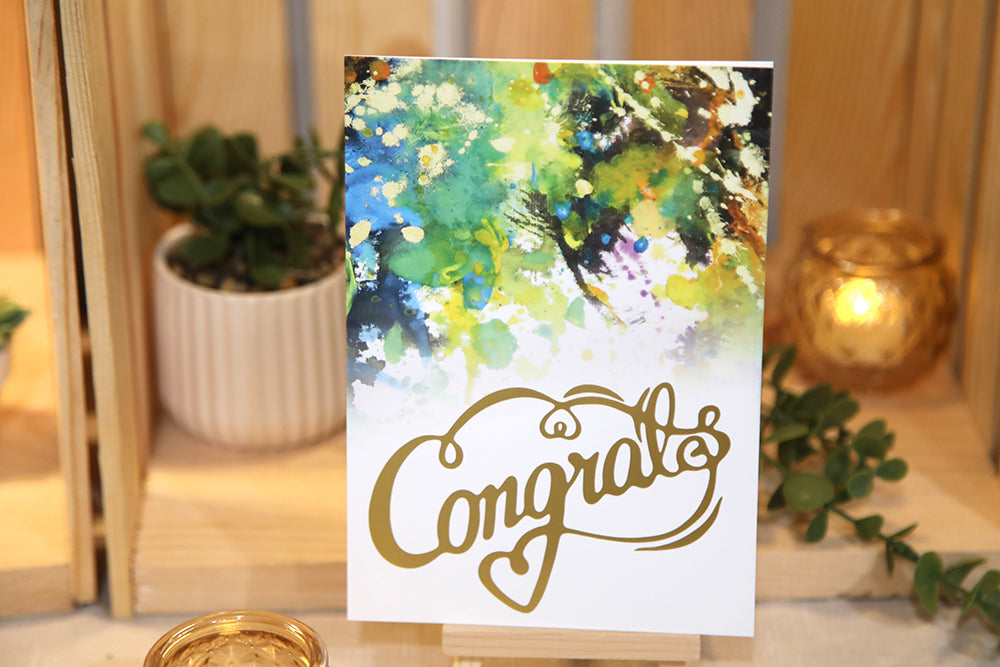 Golden Abstract Congrats Card Set (Set of 8)