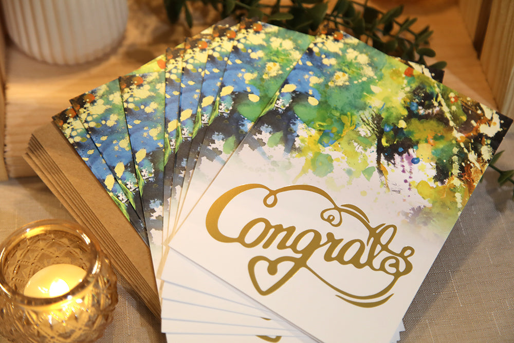 Golden Abstract Congrats Card Set (Set of 8)