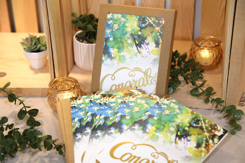 Golden Abstract Congrats Card Set (Set of 8)