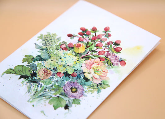 Peony Bloom Greeting Card Set – Set of 5