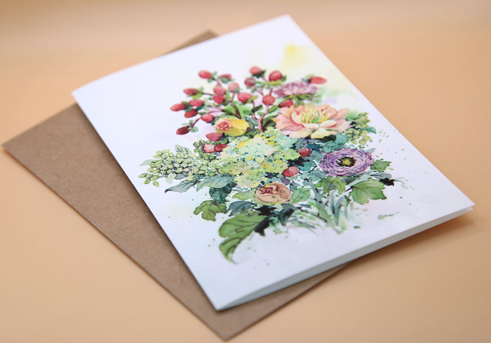 Peony Bloom Greeting Card Set – Set of 5