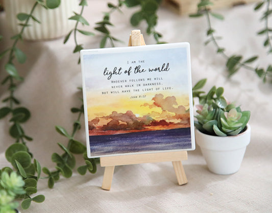 Walking in His Light – Baptism Keepsake Tile Gift Set