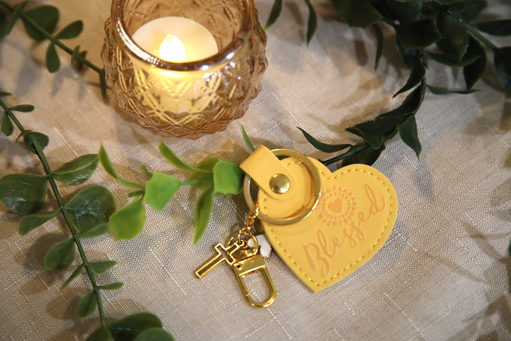 Blessed Sunshine Heart Keychain