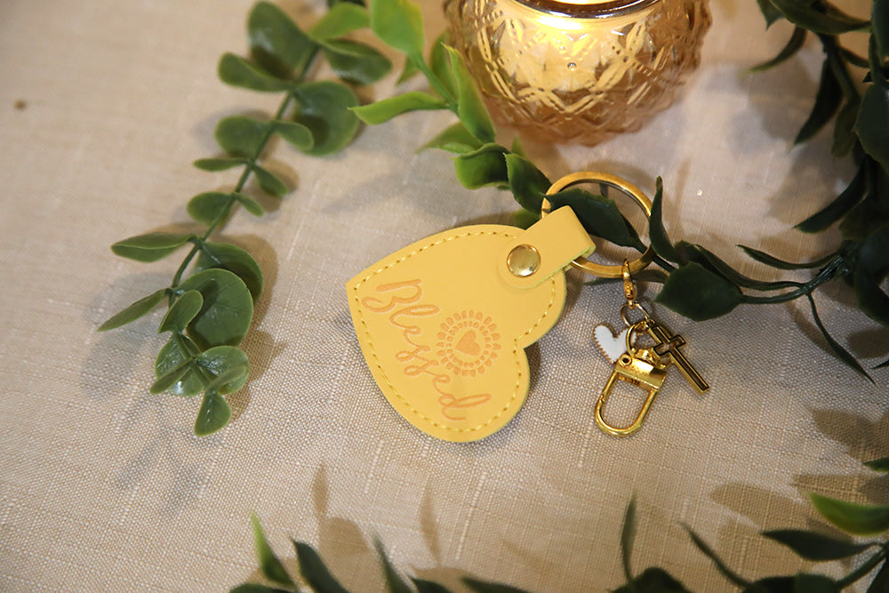 Blessed Sunshine Heart Keychain