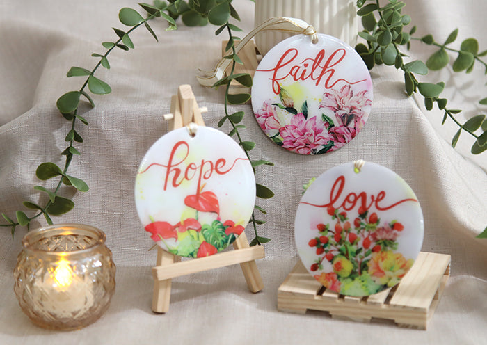 Faith, Hope, & Love Acrylic Ornament Set