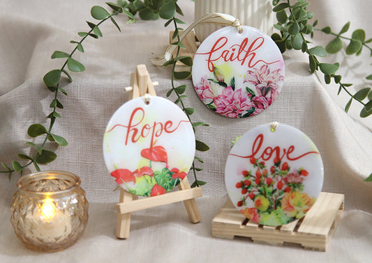 Faith, Hope, & Love Acrylic Ornament Set