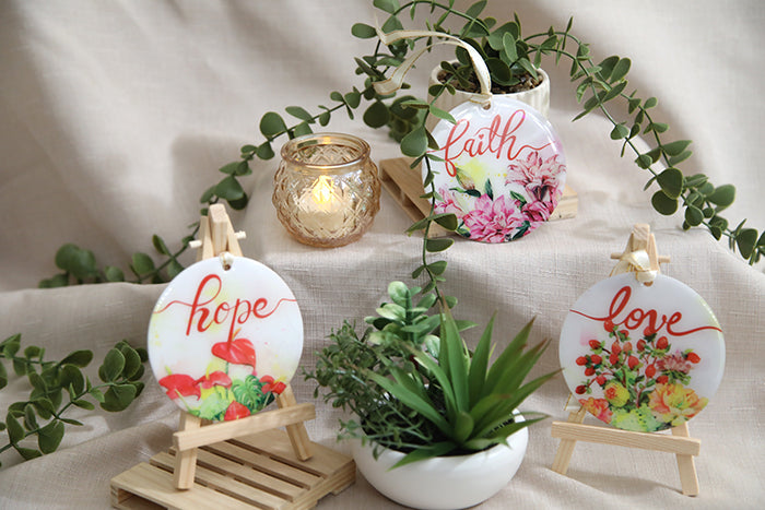 Faith, Hope, & Love Acrylic Ornament Set