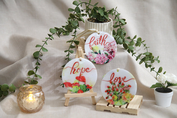 Faith, Hope, & Love Acrylic Ornament Set