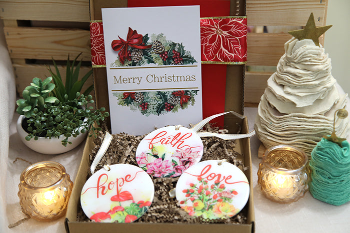 Faith, Hope, & Love Acrylic Ornament Set