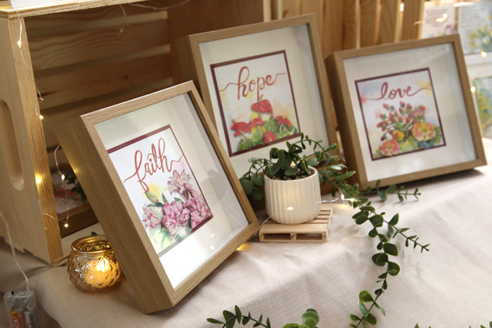 The "Faith, Hope, and Love" Watercolor Calligraphy 3D Card Set