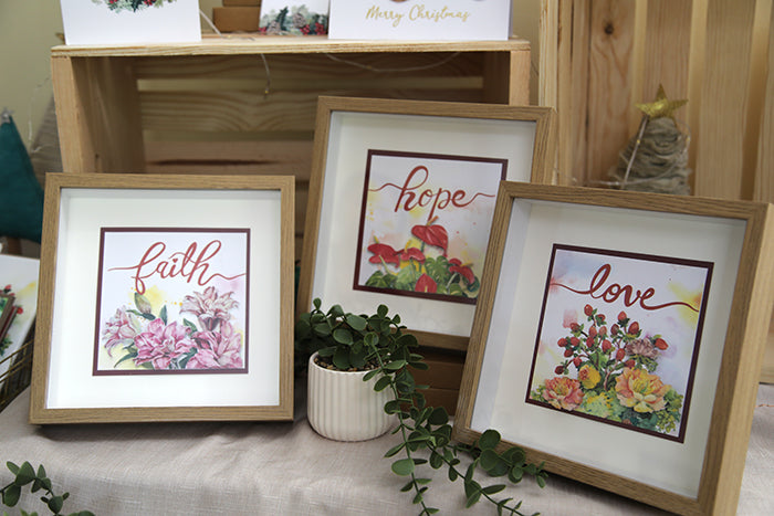 The "Faith, Hope, and Love" Watercolor Calligraphy 3D Card Set
