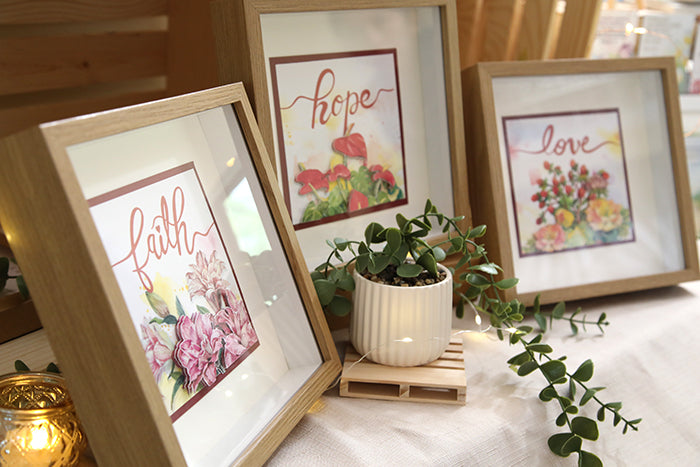 The "Faith, Hope, and Love" Watercolor Calligraphy 3D Card Set