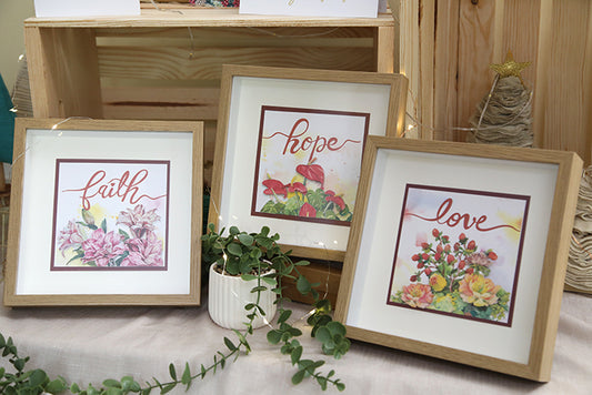 The "Faith, Hope, and Love" Watercolor Calligraphy 3D Card Set