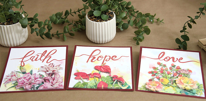 The "Faith, Hope, and Love" Watercolor Calligraphy 3D Card Set
