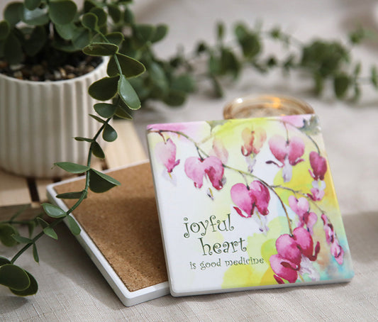 “Cheerful Heart Blooms" Coaster & Easel Set