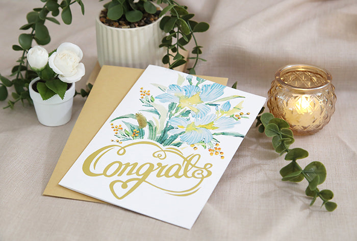 "Blue Iris Congrats" Greeting Card