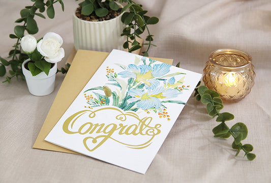 "Blue Iris Congrats" Greeting Card