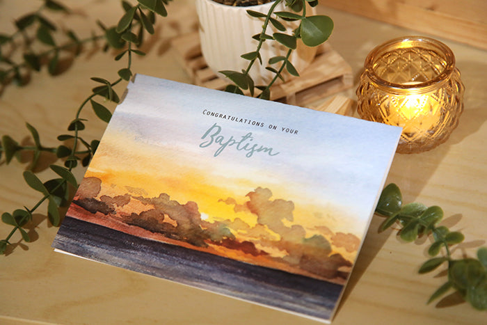 Sunrise Baptism Card: Celebrating New Life