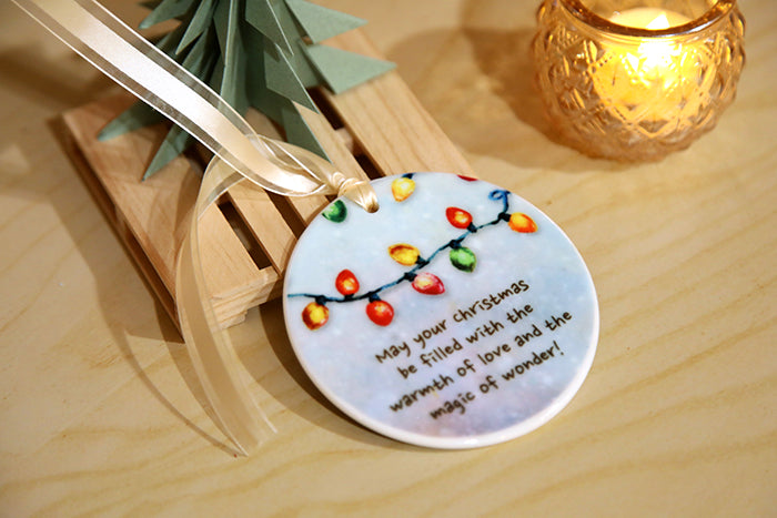 Cozy Pup Christmas Ceramic Ornament