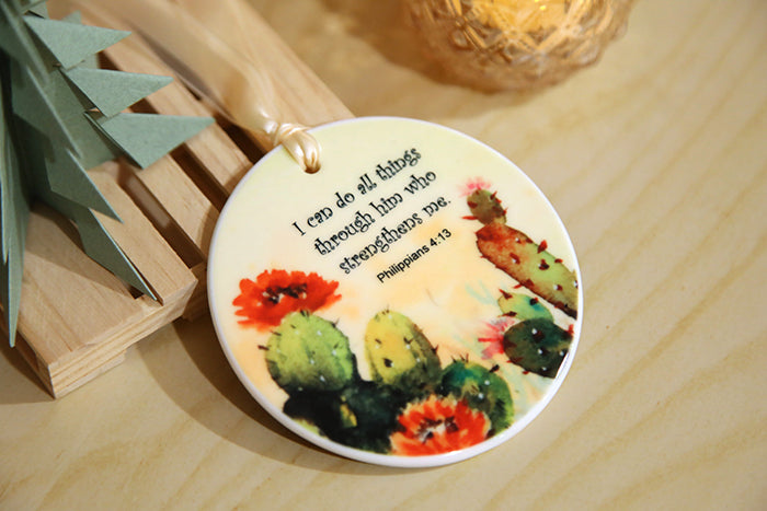 Enduring Strength Cactus Ceramic Ornament